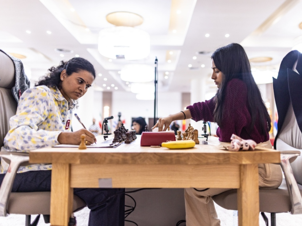 womens-chess-world-cup-final-in-pic-divya-deshmukh-vs-koneru-humpy-games-ended-in-draw-tiebreaker-on-monday Divya Deshmukh Vs Koneru Humpy, Games Ended In Draw, Tiebreaker On Monday (Credit -Anna Shtourman/ FIDE) - Photo Gallery