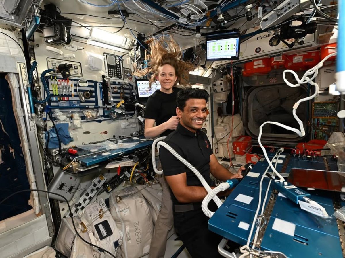 Shubhanshu Shukla gets a haircut in space (Image Credit- X) - Photo Gallery