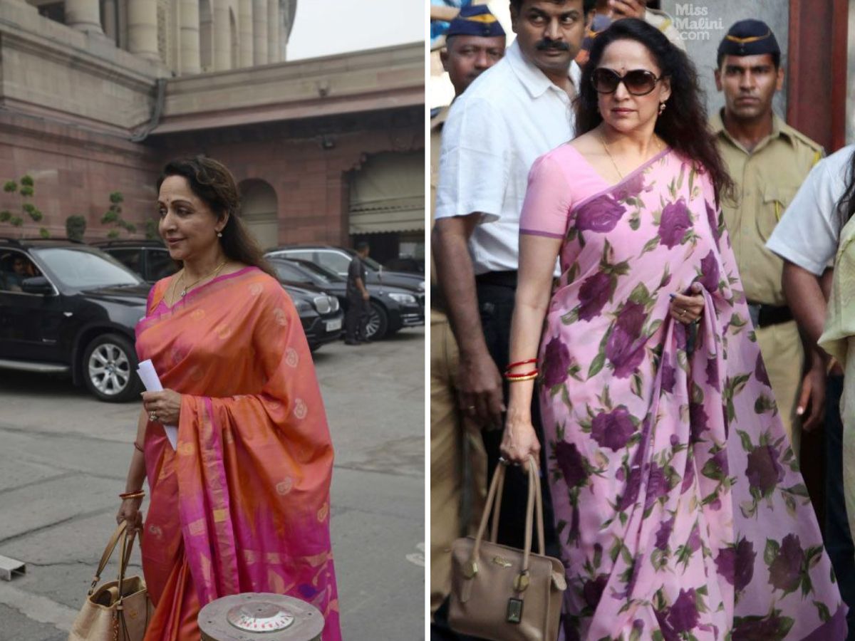 in-pics-from-pm-narendra-modi-to-shashi-tharoor-11-leaders-who-took-style-seriously-in-indian-parliament Hema Malini – Dream Girl to Dignified MP(Image Credit- Pinterest) - Photo Gallery