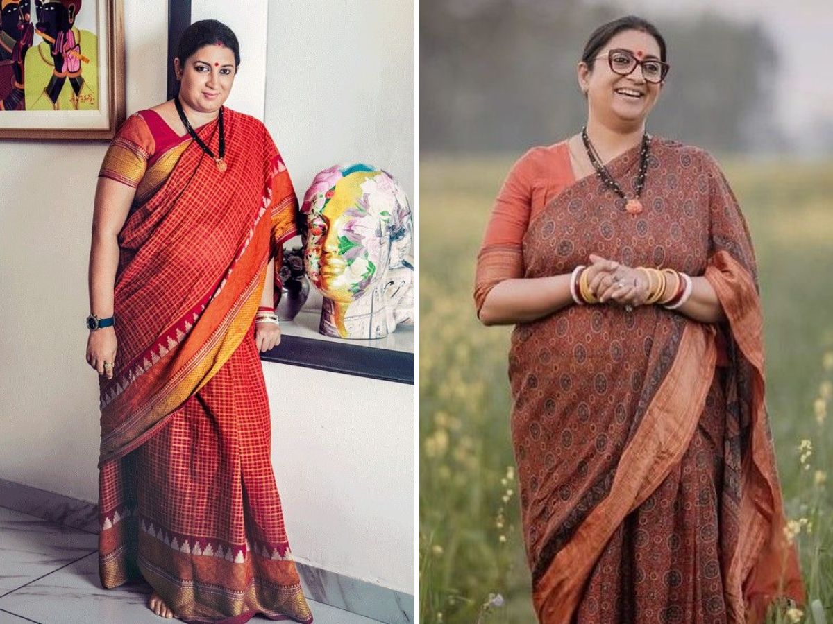 in-pics-from-pm-narendra-modi-to-shashi-tharoor-11-leaders-who-took-style-seriously-in-indian-parliament Smriti Irani – Handloom with Purpose(Image Credit- Pinterest) - Photo Gallery