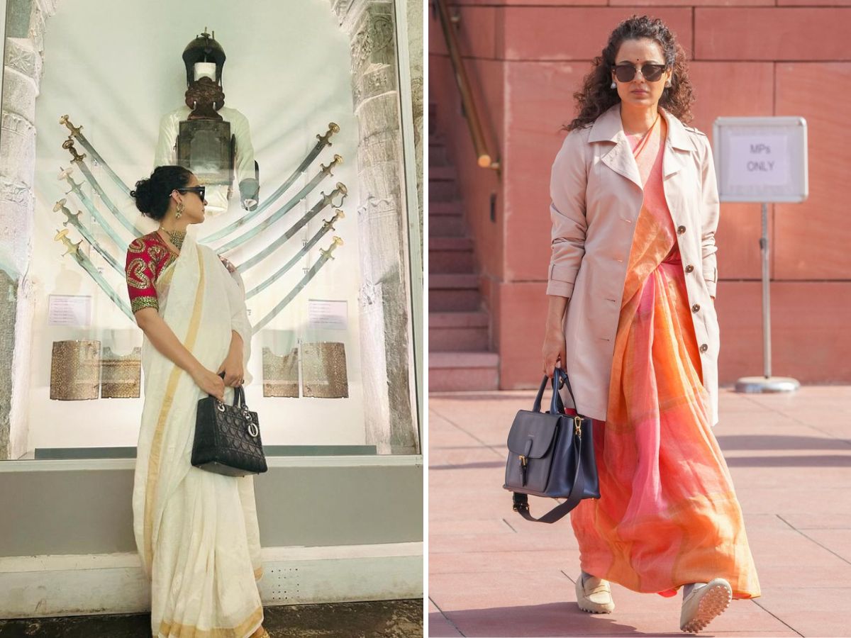 in-pics-from-pm-narendra-modi-to-shashi-tharoor-11-leaders-who-took-style-seriously-in-indian-parliament Kangana Ranaut – Shakti in Sarees (Image Credit- Pinterest) - Photo Gallery